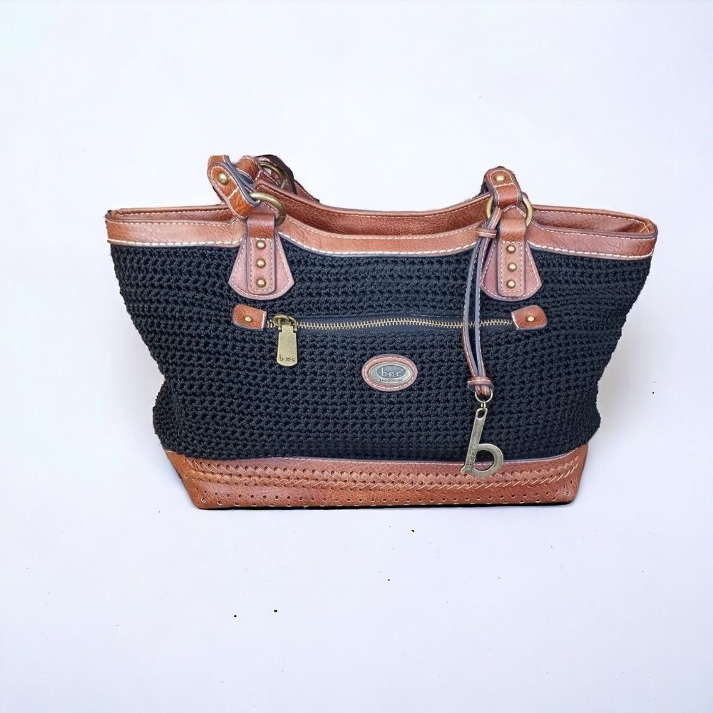 B.O.C Born Concept Faux Leather Woven Knit Shoulder Bag